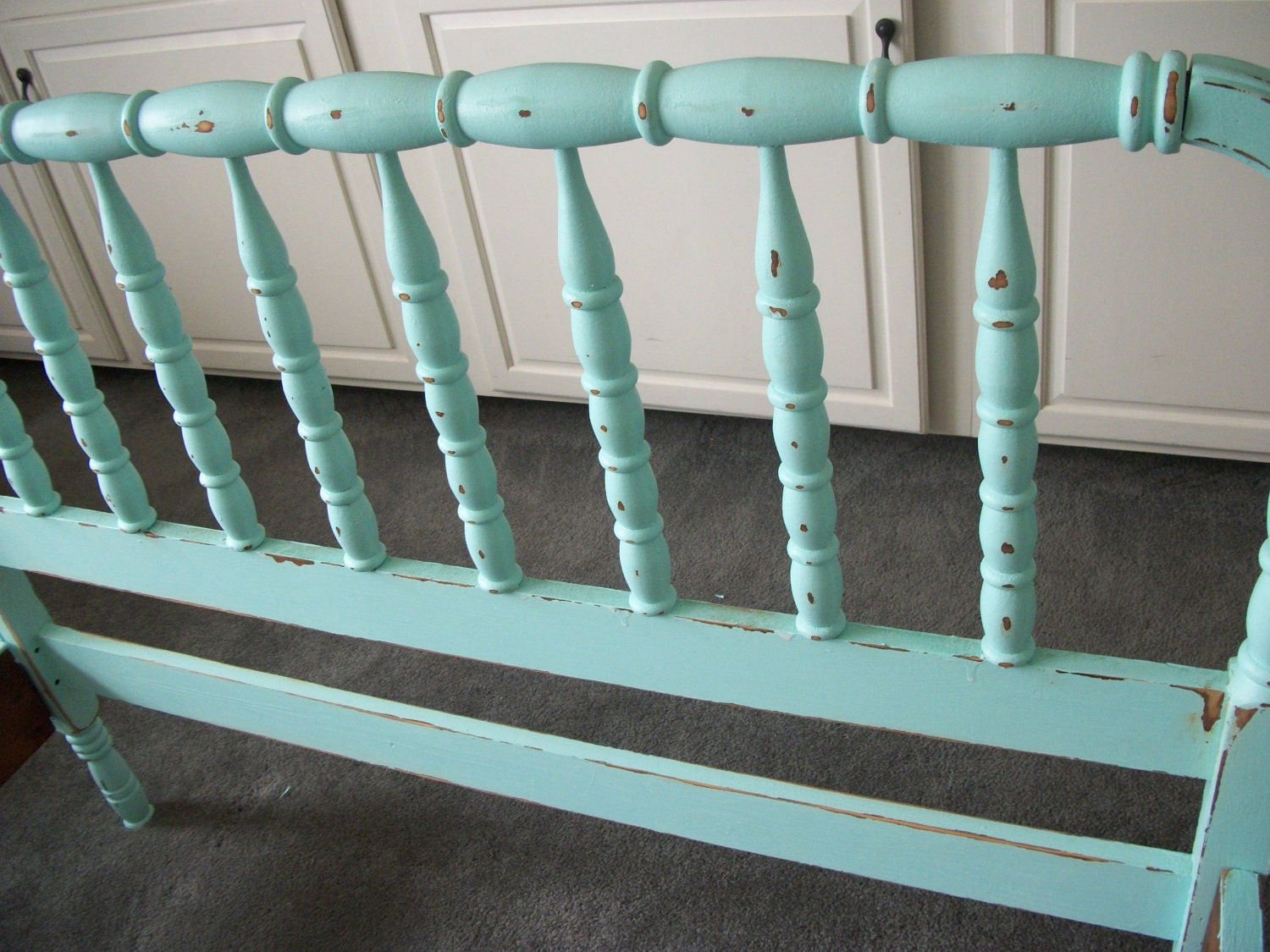 RESERVED FOR SASHA / Antique Distressed Spindle Bed