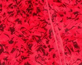 Vintage 50's Abstract Red CORDUROY Geometric Vintage Fabric Yardage Black