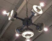 J A C K S - Handcrafted Galvanized Metal Hanging Plug-in 5-Light Chandelier