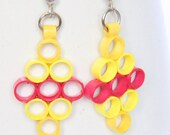 Neon Dangle Earrings Handmade with Paper Quilling Yellow Orange Pink CLEARANCE Eco Friendly Jewelry Artisan Jewelry