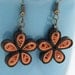 Eco Friendly Earrings Orange and Brown Flowers Paper Quilled Artisan Jewelry