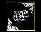 Vintage Monogram Double-Sided Wedding Cake Topper... Custom Engraved Personalized