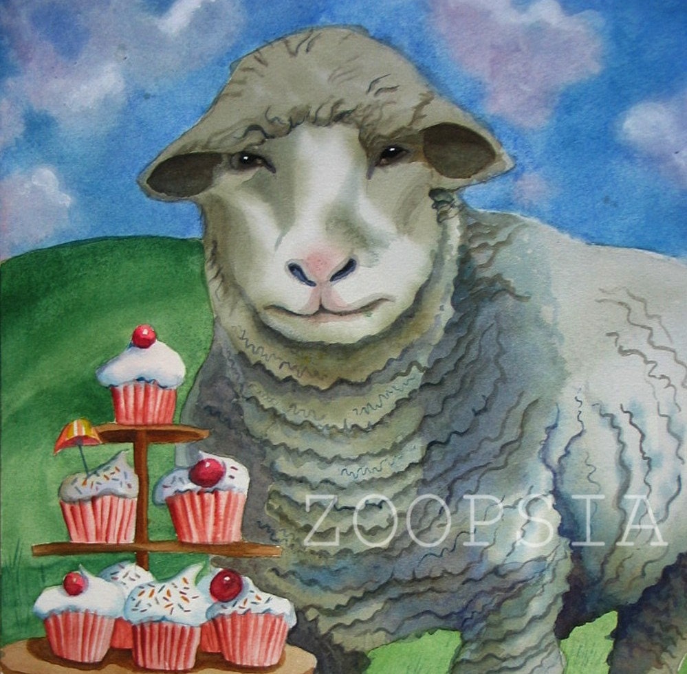 Sheep Dreams of Cupcakes Card