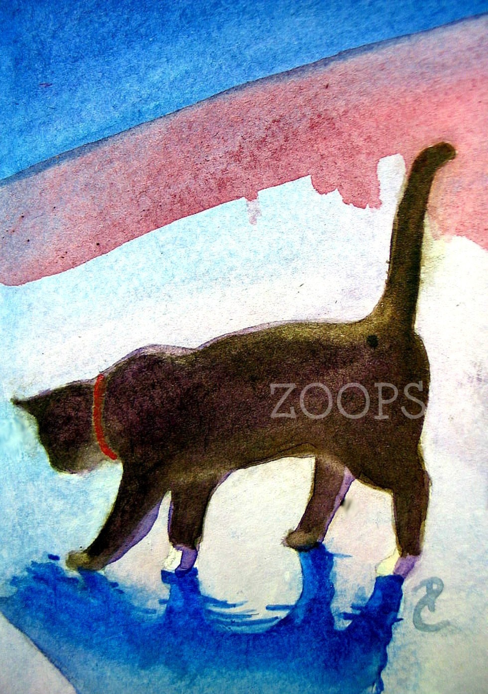 Cat in a Puddle Card