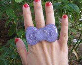 Lovely in Lilac Purple Glitter Bow Ring