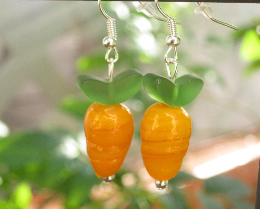 Orange you cute Carrot glass earrings