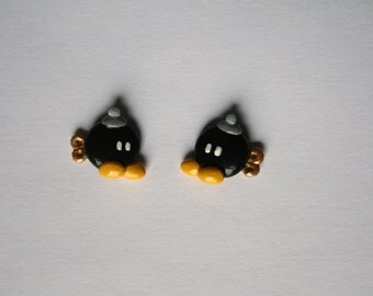 Super Mario Nintendo Bob-omb earrings