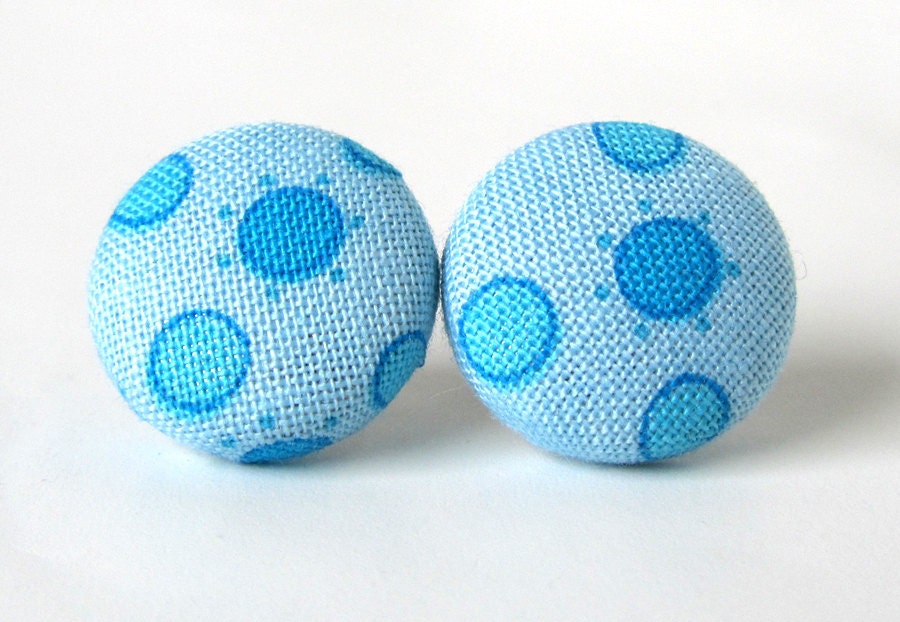 Blue ear studs earrings button bubbles dots bright spring