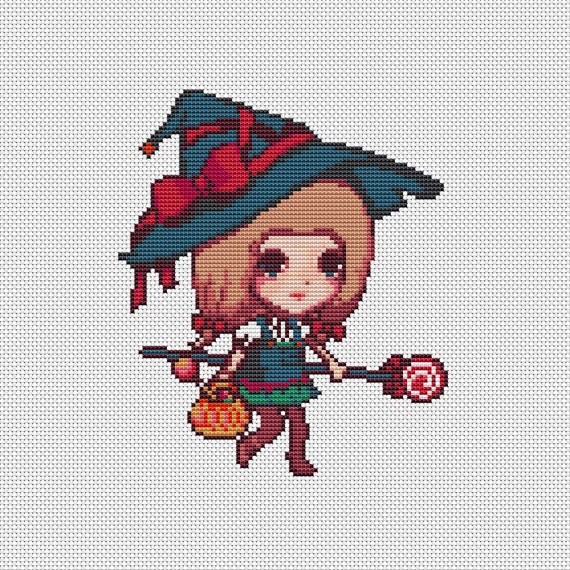 Instant download,free shipping,Cross stitch pattern, Cross-StitchPDF,witch,Pixel art ,ZXXC0273
