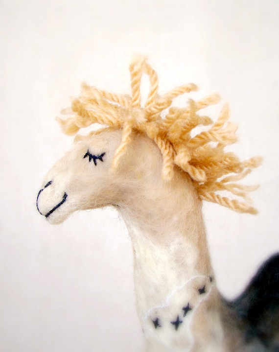 Camila - Felt Camel. Art Marionette Puppet Felted Animals Handmade Soft Stuffed Toy. beige cream neutral ivory brown. MADE TO ORDER