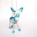 Blue Benedetto - Felt Donkey. Art Marionette Handmade Puppet Stuffed Toy. turguoise yellow aquamarine sky. MADE TO ORDER