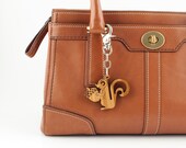 Squirrel Bag Charm: Bamboo Wood Squirrel Purse Charm
