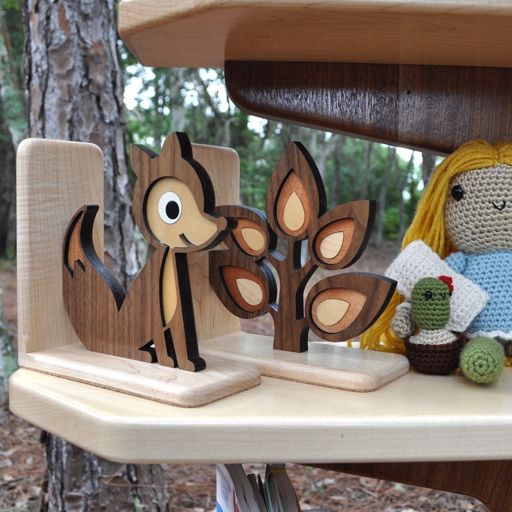 Fox Wooden Animal Bookend Heirloom: Baby Kids Children Nursery