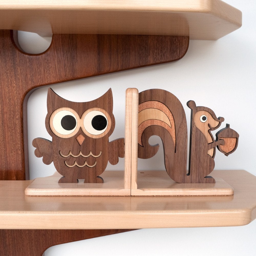 Squirrel Wooden Animal BookendHeirloom: Kids Baby Nursery Children