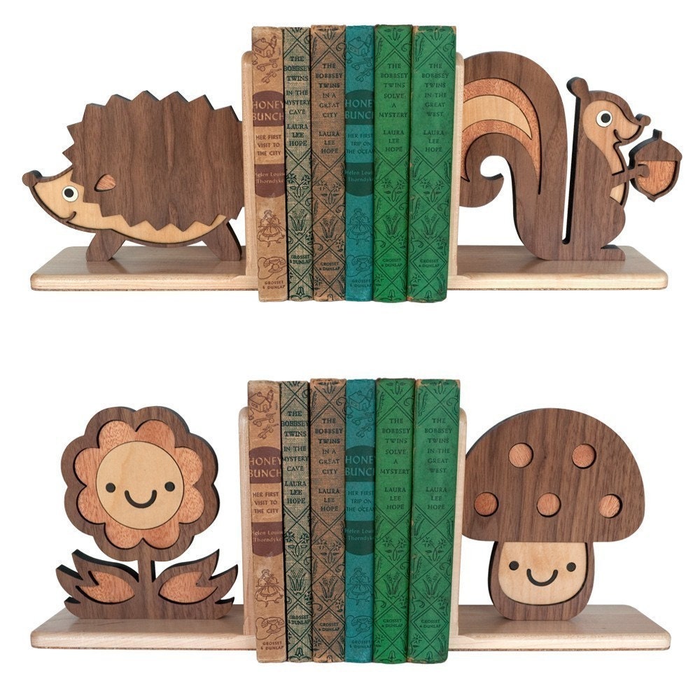 SALE- 2 Woodland Forest Friends Bookend Pair Mix / Match
