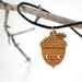 Acorn Necklace: Bamboo Wood Acorn Pendant Cord Necklace