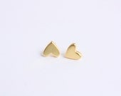 Tiny Gold Heart Stud Earrings, 14 Karat Gold Plating over Sterling Silver, READY TO SHIP
