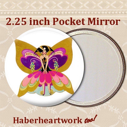 Butterfly woman art deco. Pocket Mirror