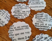 novel wedding confetti - Spanish/English vintage dictionary confetti  - 300 scalloped circles, multicultural themed wedding