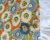 Feedsack Tea Towel, Kitchen Towel, Cotton, Retro, Mid Century, Dish Towel, Kitchen Linens, Kitchen Decor, Yellow & Periwinkle Flowers