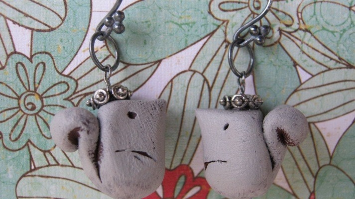 Squirrel King & Squirrel Queen Earrings, Clay, Sterling Silver, Woodland, Whimsical, Jewelry, Animal Jewelry, Squirrel Jewelry