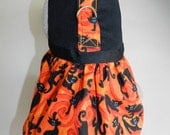 Black Orange HALLOWEEN Spooky Black Witches Cat Harness Dress. Perfect Item for your Cat, Dog or Ferret. All  Items Are Made For Your Pet.