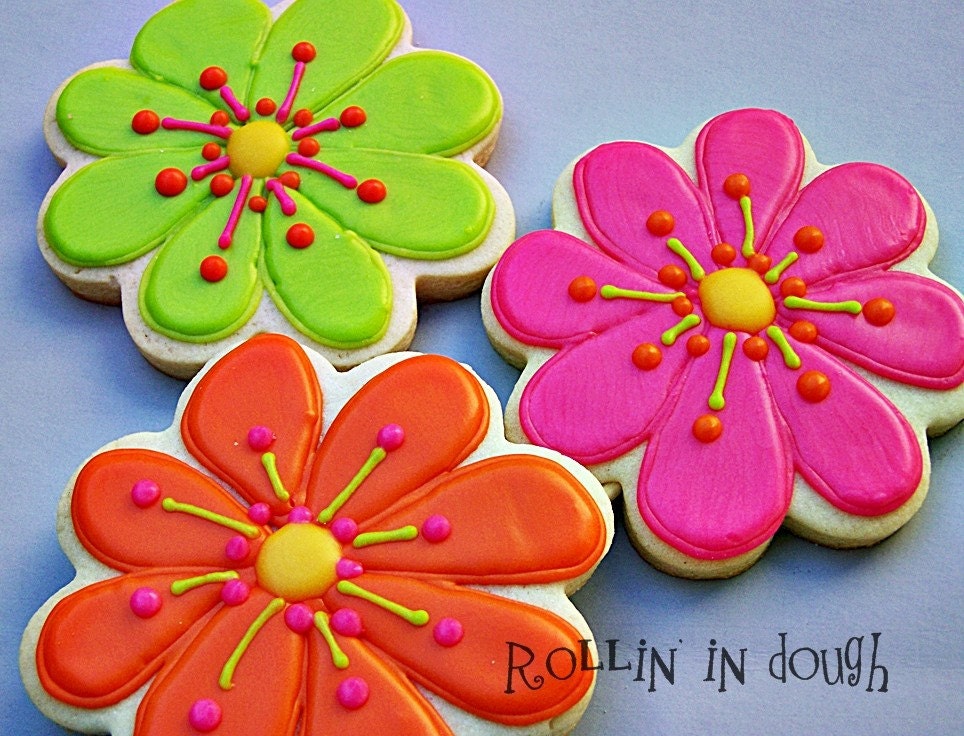Flower Cookies - 4" Cookies - 1 Dozen