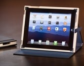 The Contega for iPad 4/3/2-onyx black cover with camden blue interior liner cloth Ships Priority 1-3 day