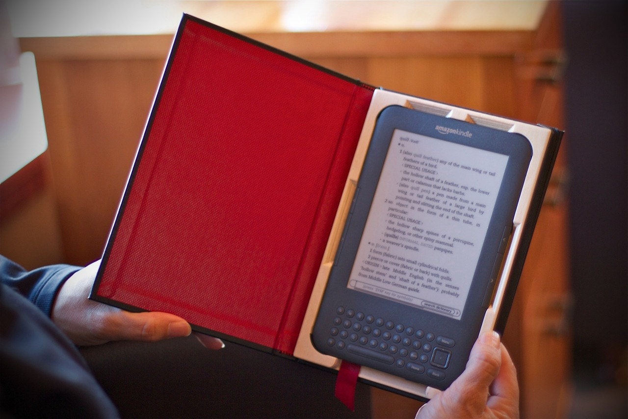 Leather Kindle 3 bookbindery case (matching cases also available for iPad, iPhone, iPod, Nook and Macbook Air 11-13 inch)