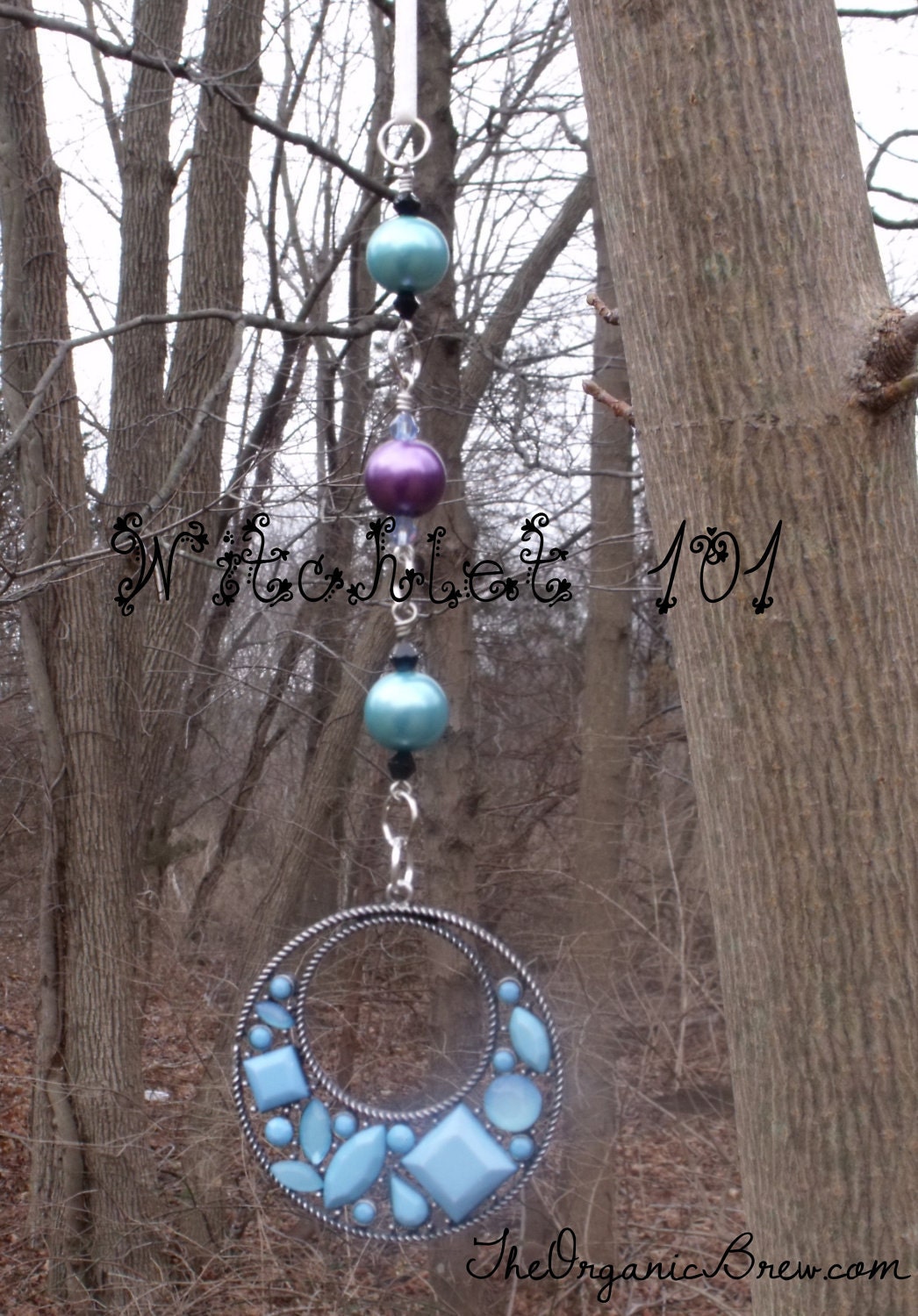 Funky Teen Girl Car Charm Dangle in Aqua and Purple Witchlet 101 Creation