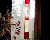 Lovely Handmade Red STAINED GLASS Panel the perfect addition to your home or cottage...