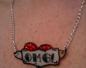 OMG tattoo heart necklace