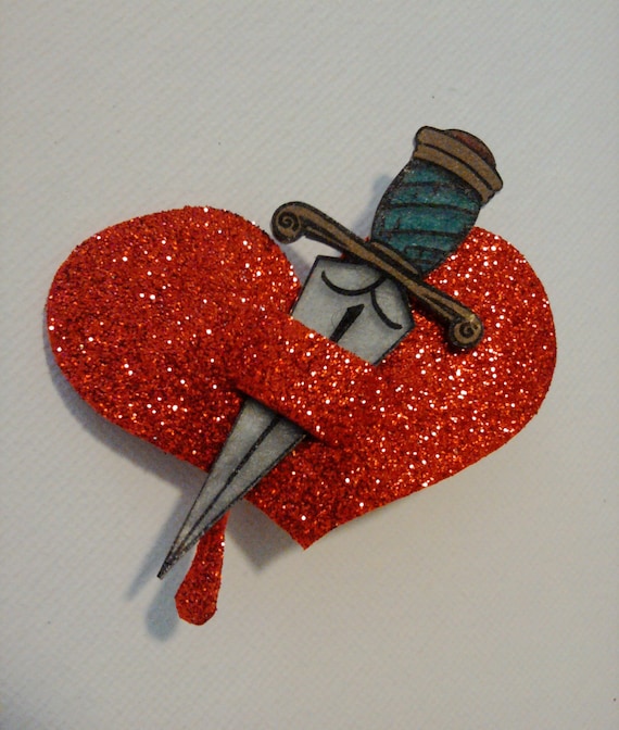 heart and dagger hair clip