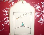 Christmas Gift Tags - Little Tree and Star - Cute - Set of Six - Handmade
