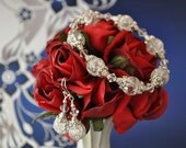 Clear Crackle Glass and Swarovski Crystal Stretch Bracelet and Earring Set
