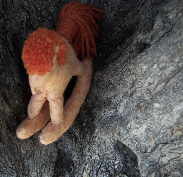 Stuffed Rocking Horse Toy orange flower
