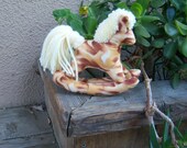 Stuffed Rocking Horse Brown and Yellow Marble
