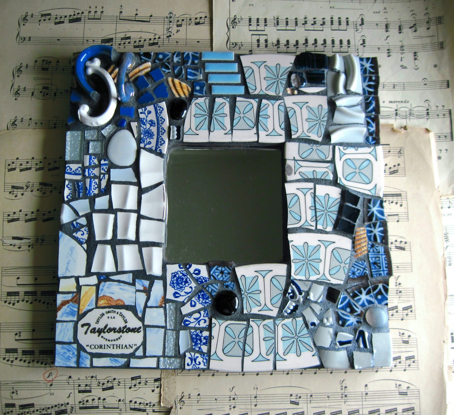 Retro-Mod Mosaic Art Mirror, Upcycled Ikea