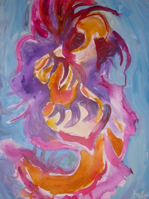 Abstracted Seaslug Original Painting,Purple Painting, Original art,