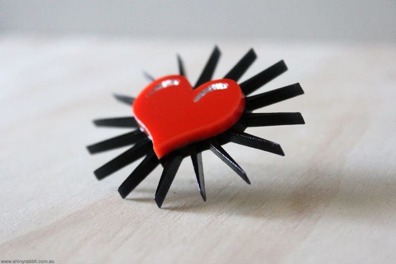 Sacred Heart Red Starburst Brooch