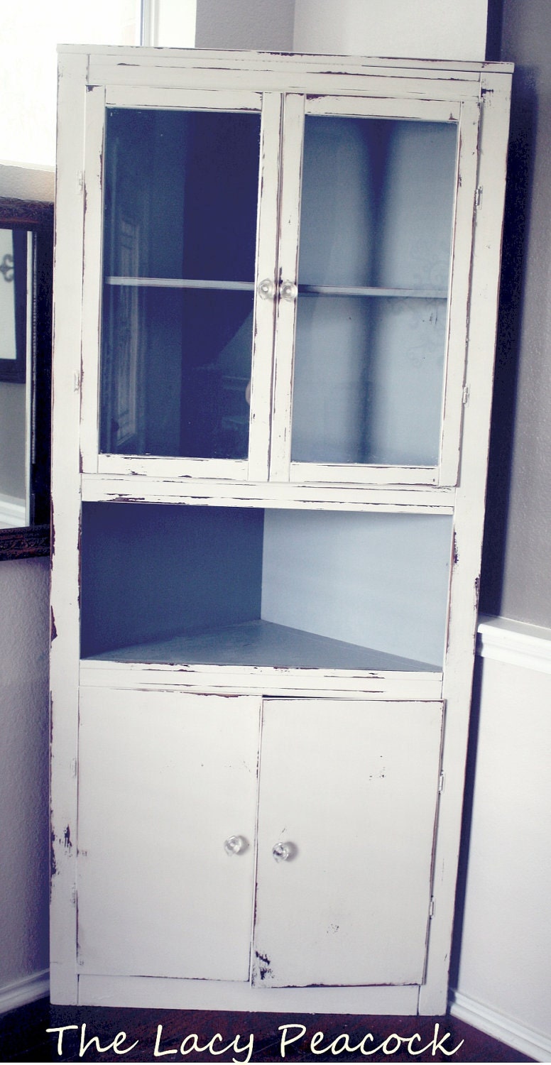 Handmade Vintage Corner Cabinet Shelf/Bar