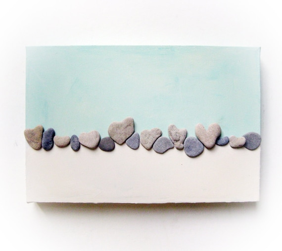 One Of A Kind Unique Wedding Gift - 3D Art Wall decoration - genuine Heart shaped Beach rocks