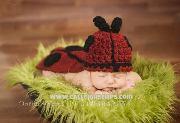 Instant Download Crochet Pattern No.5  Ladybug - Cuddle Critter Cape Set  - Newborn Photography Prop