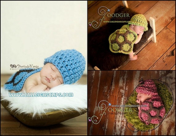The Original Crochet Hatchling Turtle Cuddle Critter Cape Set  NB Photo Prop