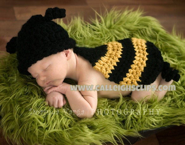 Instant Download Crochet Pattern - No 6. Bumble Bee -Cuddle Critter Cape Set - Newborn Photography Prop