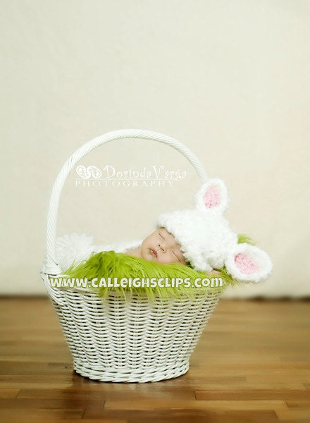 White Fluffy Bunny Rabbit- Cuddle Critter Cape Set  - Newborn Photography Prop