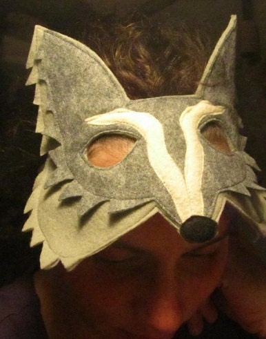 Felt Gray Wolf Mask