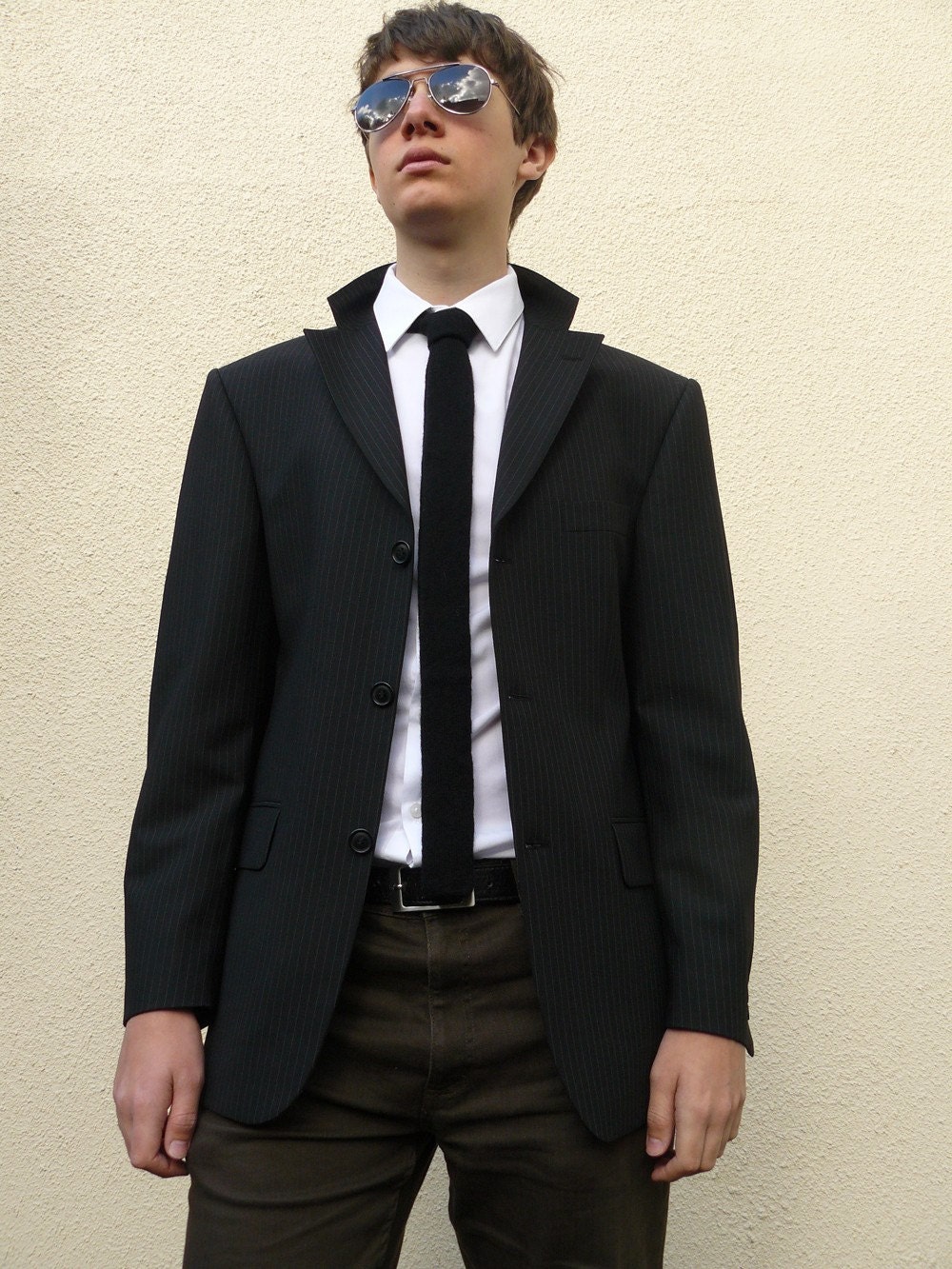 Midnight Black Skinny Tie, Knit in 100% Lambswool - Gift for Men Under 50 - MADE TO ORDER