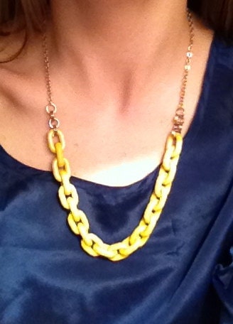 Mustard Yellow and Gold Statement Necklace by ClaireFlair