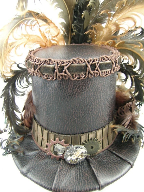 Mini Top Hat - Brown Gears and Time Travel Steampunk Victorian